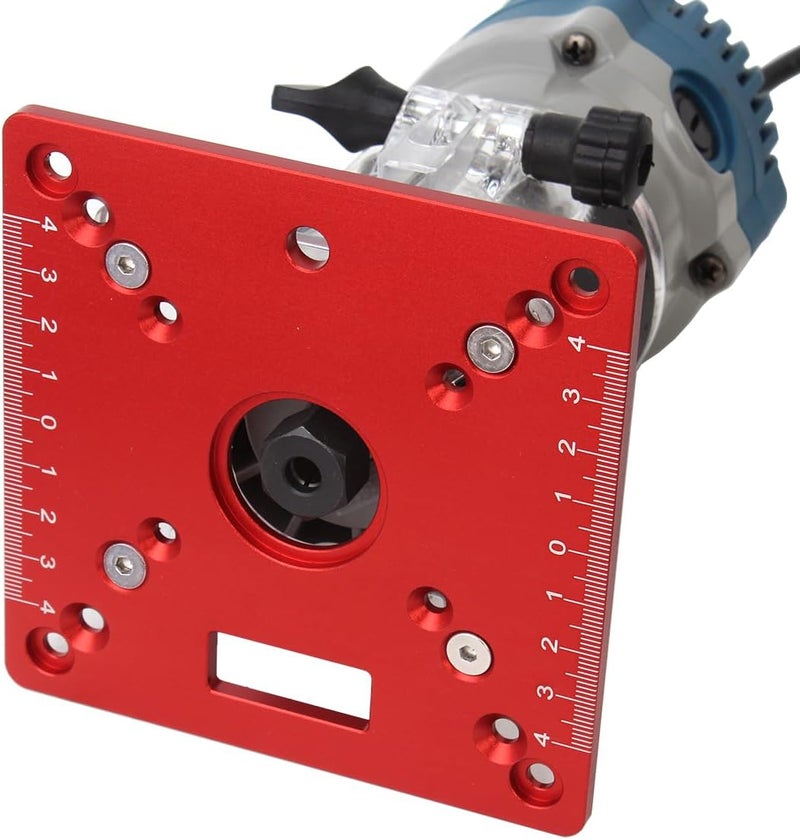 KETIPED Aluminium Router Table Insert Plate,Mini Square Woodworking Benches Router Flip Plate,Multifunctional Trimming Engraving Table,055Red - Image 3